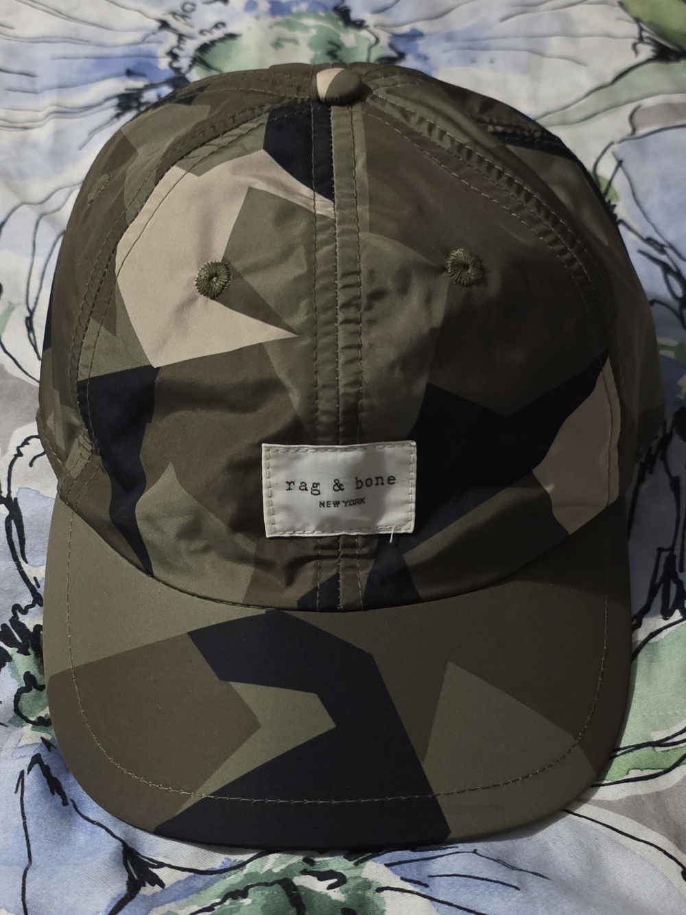 rag & bone Men's Olive Green Camo Baseball Cap